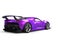 Modern supercar with two tone pink and purple pearlescent paint - rear view