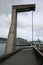 Modern suspension pathway with concrete pier and suspension cable on North Kumutoto waterfront, Wellington, New Zealand