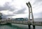 Modern suspension pathway with concrete pier and suspension cable on North Kumutoto waterfront, Wellington, New Zealand