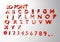 Modern symbol letters cool letters alphanumeric characters bright 3d symbol gray White background,red characters  - 3d illustratio