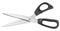 Modern tailor shears with black handles isolated