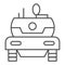 Modern tank thin line icon. Combat fighting and attack war vehicle symbol, outline style pictogram on white background