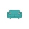 Modern teal green couch with striped cushion decorations