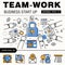 Modern team work pack. Thin line icons business works.