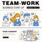 Modern team work pack. Thin line icons business works.