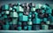 Modern Tech Wallpaper with Neatly Arranged Multisized Cubes. Teal and Turquoise