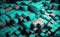 Modern Tech Wallpaper with Neatly Arranged Multisized Cubes. Teal and Turquoise