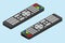 Modern television remote control icon. Isometric angle of tv remote control.