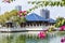 The modern temple of Seema Malak in the Beira Lake in Colombo, Sri Lanka