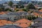 Modern terraced houses in landscaped district