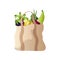 Modern textile eco handbag with vegetables, eggplant, onion, paprika