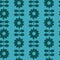 Modern Textured Scandinavian Flowers Pattern. Teal Blue Seamless Background Print.