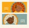 Modern Thanksgiving banner set. Abstract turkeys and text designs.