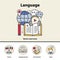 Modern thin line icons of learning foreign languages, language training school.