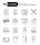 Modern thin line icons set of basic business essential tools, office equipment.