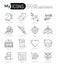 Modern thin line icons set of classic game objects, mobile gaming elements.