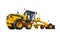 Modern three-axle road grader isolated on a white background