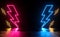 Modern Thunder Icon Neon Laser Glowing Spectrum Illumination Colorful Stage Promotion Advertise On Cement Grunge Floor 3d