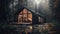 Modern tiny house in forest barnhouse cozy realistic. Al generated