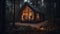 Modern tiny house in forest barnhouse cozy realistic. Al generated