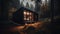 Modern tiny house in forest barnhouse cozy realistic. Al generated