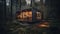 Modern tiny house in forest barnhouse cozy realistic. Al generated