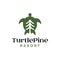 Modern tortoise and pine combination logo