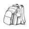 Modern Tourist Backpack Suitcase Monochrome Vector