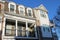 Modern townhouses in the sunny day