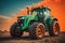 Modern tractor on a colored background. ai generative