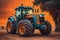 Modern tractor on a colored background. ai generative