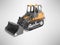 Modern tractor crawler loader with front bucket rear render on gray background with shadow