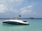 Modern and traditional boat in the island lagoon in the Indian Ocean, Maldives