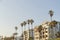 Modern traditional low rise white apartment buildings at Oceanside, California