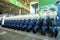 Modern trailed seeding machines Monosem placed on stand