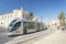 Modern tram in central jerusalem israel