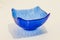 Modern translucent blue glass dish or bowl