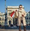 Modern traveller woman in Milan, Italy standing