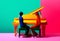 modern trend performance people art concept illustration colourful piano music. Generative AI.