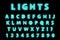 Modern trendy blue neon alphabet on a black background. LED glowing letters font. Luminescent number. Vector