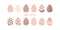 Modern trendy set of decorated Easter eggs, pink and black trendy design. Simple naive vector illustration. Happy easter