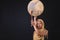 Modern Tribal Woman playing shaman drum