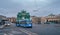 A modern trolleybus on Stachek Square at the Narva Gate, Saint Petersburg