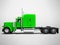 Modern truck tractor for cargo three axle without trailer green