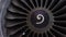 Modern turbofan engine. close up of turbojet of aircraft on black background. blades of the turbofan engine of the