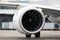 Modern turbofan & x28;fanjet& x29; airplane engine. Airbreathing jet engine