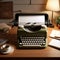 Modern typewriter keyboard in a table modernity and nostalgia