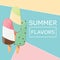 Modern typographic summer poster design with ice cream and geometric elements