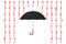 Modern Umbrella Protecting from Rain of Red Exclamation Marks. 3d Rendering