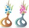 Modern unique vase with flowers vector illustration